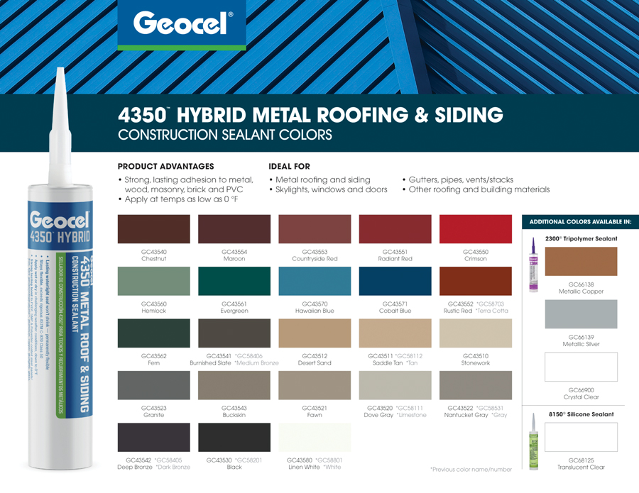 Top 10 Product Winner: 4350 Metal Roof & Siding Construction Sealant, by Geocel