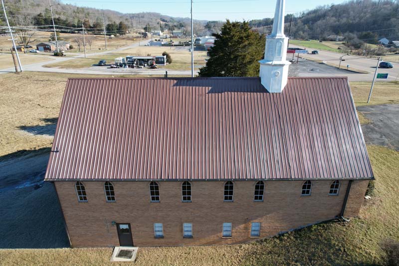 Miller Chapel, Maynardville, Tennessee metal reroof.
