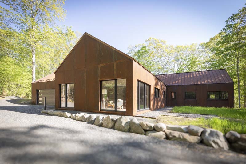 Standing Seam Weathering Steel Roofing Highlights Coastal Maine Residence